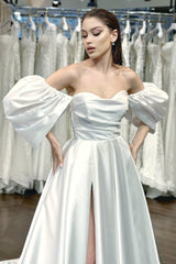 Caserta Drapeli Balon Kollu A Kesim Gelinlik - Mediha Cambaz Bridal