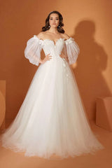 Choi Balon Kol Uçuşan A Kesim Gelinlik - Mediha Cambaz Bridal