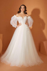 Choi Balon Kol Uçuşan A Kesim Gelinlik - Mediha Cambaz Bridal