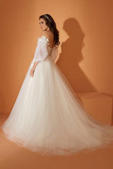 Choi Balon Kol Uçuşan A Kesim Gelinlik - Mediha Cambaz Bridal