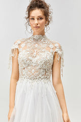 Coachella Vintage Apoletli A Kesim Gelinlik - Mediha Cambaz Bridal