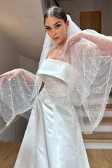 Coco İnci İşlemeli Kısa Hayal Tül Duvak - Mediha Cambaz Bridal