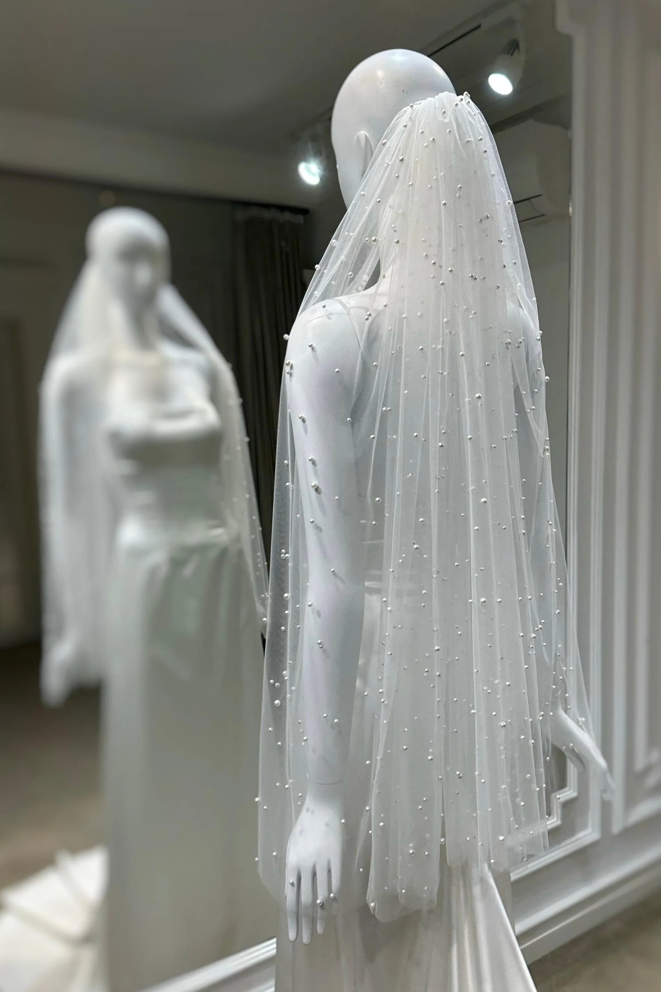 Coco İnci İşlemeli Kısa Hayal Tül Duvak - Mediha Cambaz Bridal