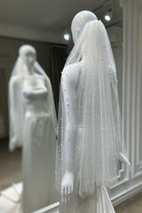 Coco İnci İşlemeli Kısa Hayal Tül Duvak - Mediha Cambaz Bridal