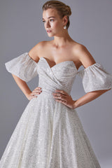 Cole 23 Drapeli Straplez A Kesim Gelinlik - Mediha Cambaz Bridal