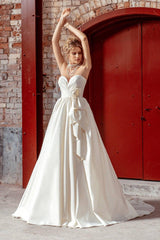 Craft Sade Saten Straplez A Kesim Gelinlik - Mediha Cambaz Bridal