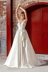 Craft Sade Saten Straplez A Kesim Gelinlik - Mediha Cambaz Bridal