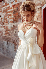 Craft Sade Saten Straplez A Kesim Gelinlik - Mediha Cambaz Bridal