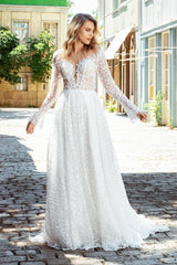 Crispy Çiçek Motifli Dantel A Kesim Gelinlik - Mediha Cambaz Bridal