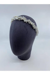 Damla İncili Kristalli Gümüş Telli Üç Boyutlu Saç Aksesuarı - Mediha Cambaz Bridal