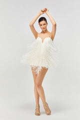 Danza Boncuk Püsküllü Mini After Party Elbise - Mediha Cambaz Bridal