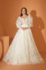 Daphne 22 Organze Balon Kol A Kesim Gelinlik - Mediha Cambaz Bridal