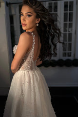 Delfina İncili Kare Yaka A Kesim Gelinlik - Mediha Cambaz Bridal