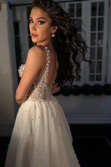 Delfina İncili Kare Yaka A Kesim Gelinlik - Mediha Cambaz Bridal