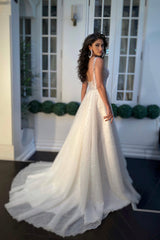 Delfina İncili Kare Yaka A Kesim Gelinlik - Mediha Cambaz Bridal