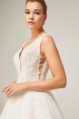 Diamonds 23 Dantelli Dekolteli A Kesim Gelinlik - Mediha Cambaz Bridal