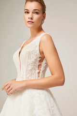 Diamonds 23 Dantelli Dekolteli A Kesim Gelinlik - Mediha Cambaz Bridal