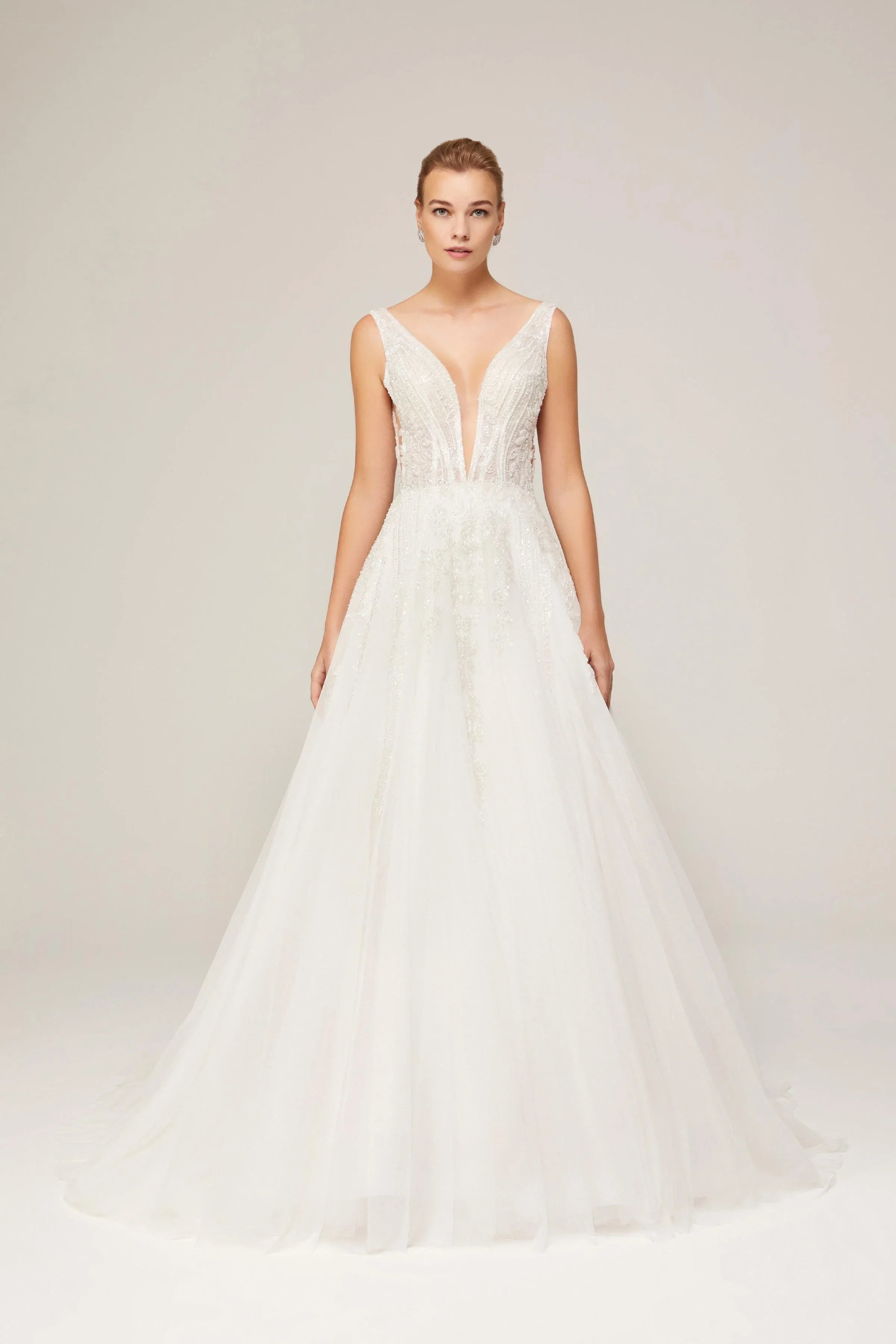 Diamonds 23 Dantelli Dekolteli A Kesim Gelinlik - Mediha Cambaz Bridal