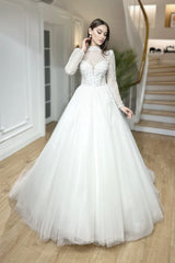 Doskin File Dantel Uzun Kollu A Kesim Gelinlik - Mediha Cambaz Bridal