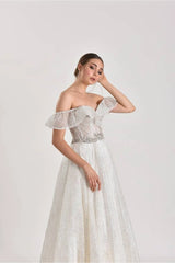 Dream Simli Sade Düşük Kol A Kesim Gelinlik - Mediha Cambaz Bridal