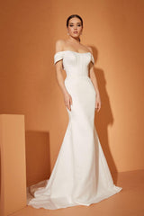 Dupont Saten Kuyruklu Sade Balık Gelinlik - Mediha Cambaz Bridal