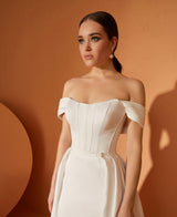 Dupont Saten Kuyruklu Sade Balık Gelinlik - Mediha Cambaz Bridal