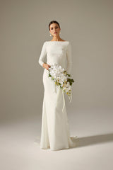 Ela Saten Sade Düz Kesim Nikah Gelinlik - Mediha Cambaz Bridal