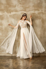 Elegant Şifon Sade Helen Düz Kesim Gelinlik - Mediha Cambaz Bridal