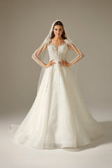 Elise Çizgisel Dantelli A Kesim Gelinlik - Mediha Cambaz Bridal