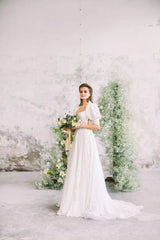 Elyse Lazer Dantel Gigot Kol A Kesim Gelinlik - Mediha Cambaz Bridal