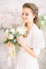 Elyse Lazer Dantel Gigot Kol A Kesim Gelinlik - Mediha Cambaz Bridal