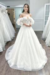 Erin Düşük Balon Kollu A Kesim Gelinlik - Mediha Cambaz Bridal