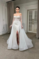 Esther Dantel İki Parça Düz Kesim Gelinlik - Mediha Cambaz Bridal