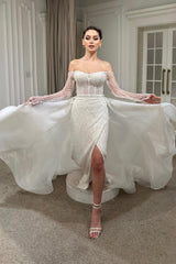 Esther Dantel İki Parça Düz Kesim Gelinlik - Mediha Cambaz Bridal