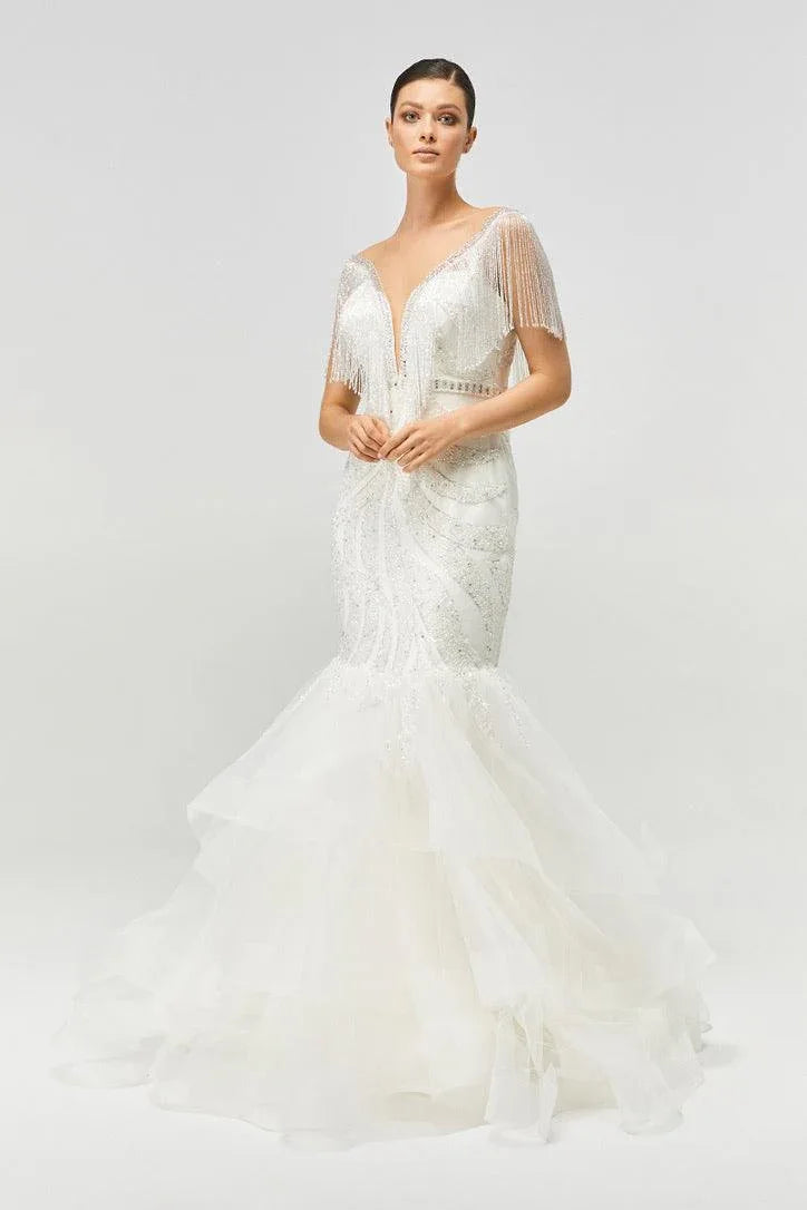 Excellent Boncuk Püskül Detaylı Balık Gelinlik - Mediha Cambaz Bridal