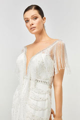 Excellent Boncuk Püskül Detaylı Balık Gelinlik - Mediha Cambaz Bridal