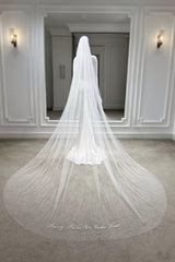 Fairy Yazı Nakışlı Özel Tasarım Uzun Hayal Tül Duvak - Mediha Cambaz Bridal