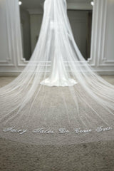 Fairy Yazı Nakışlı Özel Tasarım Uzun Hayal Tül Duvak - Mediha Cambaz Bridal