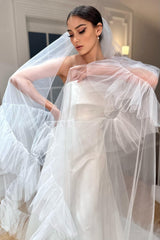 Farah Uçları Volanlı Özel Tasarım Kristal Uzun Tül Duvak - Mediha Cambaz Bridal