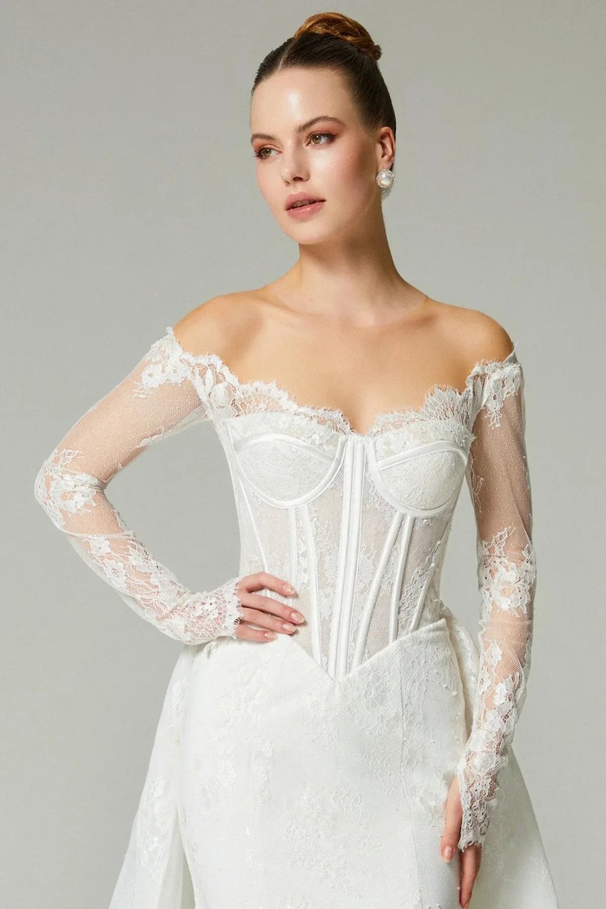Fauna Fransız Dantelli İki Parça Balık Gelinlik - Mediha Cambaz Bridal