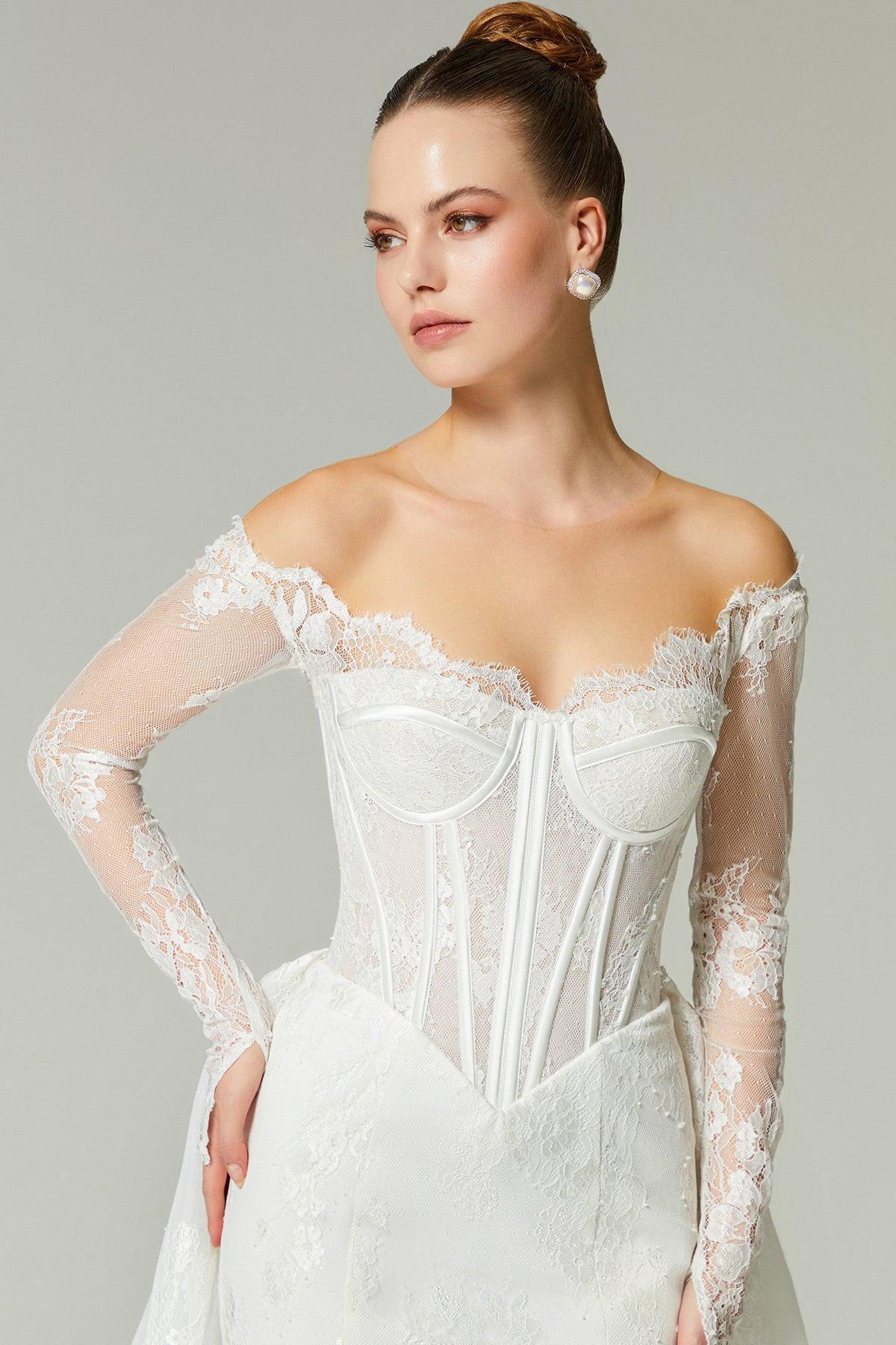 Fauna Fransız Dantelli İki Parça Balık Gelinlik - Mediha Cambaz Bridal