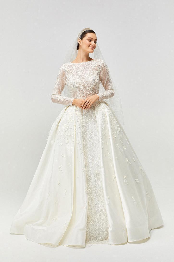 Feather Otriş Detaylı Prenses Model Gelinlik - Mediha Cambaz Bridal