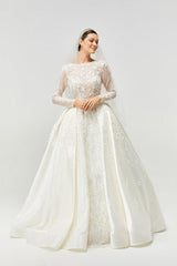 Feather Otriş Detaylı Prenses Model Gelinlik - Mediha Cambaz Bridal