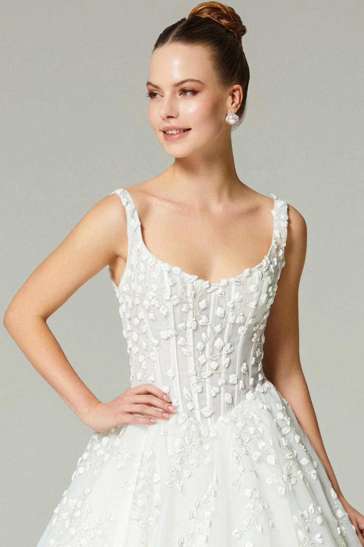 Firenze Üç Boyut Dantelli A Kesim Gelinlik - Mediha Cambaz Bridal