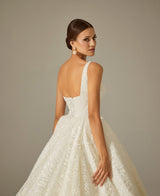 Fla Işıltılı Kare Yaka Prenses Model Gelinlik - Mediha Cambaz Bridal