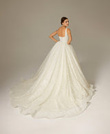 Fla Işıltılı Kare Yaka Prenses Model Gelinlik - Mediha Cambaz Bridal