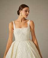 Fla Işıltılı Kare Yaka Prenses Model Gelinlik - Mediha Cambaz Bridal