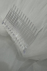 Florya - Üç Boyutlu Çiçekli İpek Tül Büzgülü ve Taraklı Duvak - Mediha Cambaz Bridal