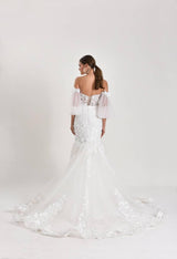 Flumen Balon Kol Yarım Balık Gelinlik - Mediha Cambaz Bridal