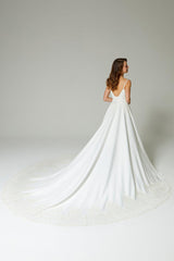 Frida Etek Uçları Dantel İşlemeli A Kesim Gelinlik - Mediha Cambaz Bridal